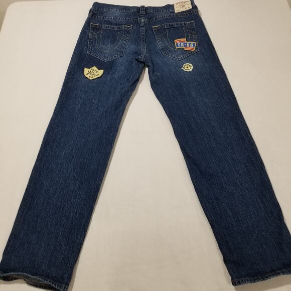 True Religion Jeans Womens 31x32 Ricki Relaxed Straight Patches Embroidered Plus - Picture 5 of 13